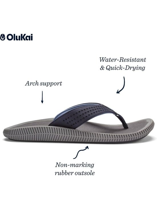 Men Blue Depth Charcoal Resistant Flip Flops Arch Support Fit Beach Sandal Shoes main image 4